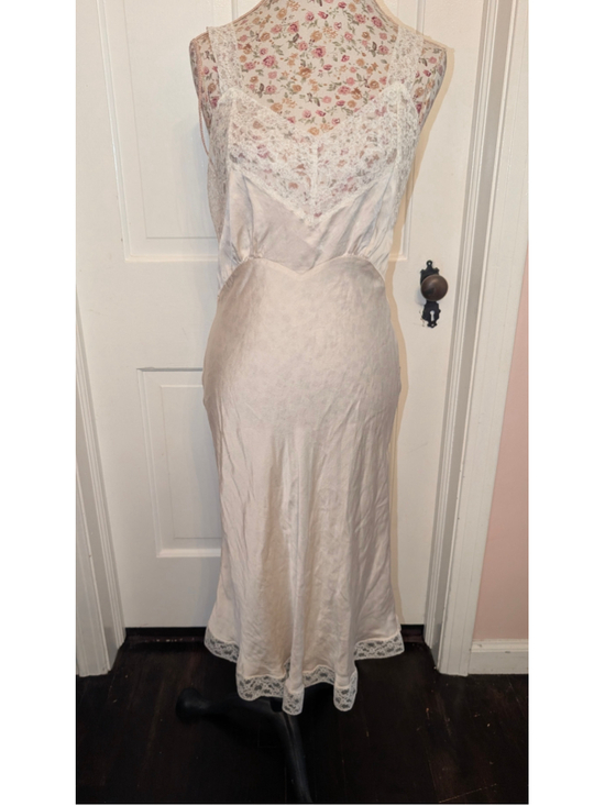 Unbranded Other - Vintage 70s Fischer heavenly silk Lace Trim Slip Chemise Beige White Size M